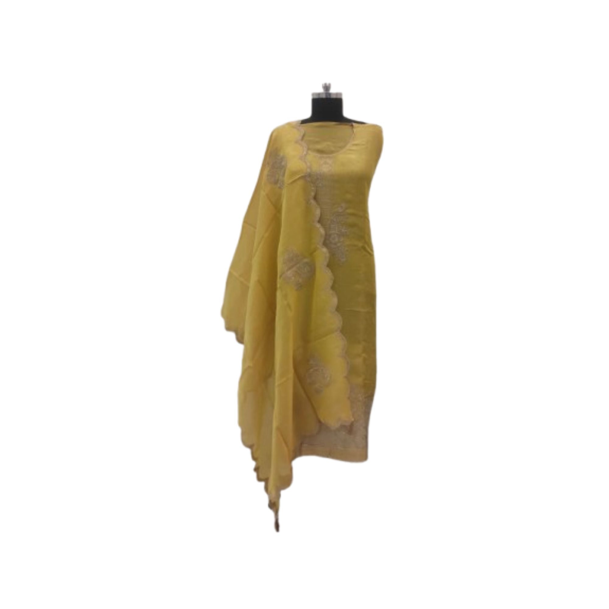 TISSUE UNSTITCH SUIT HIGHLIGHT WITH ZARI EMBROIDERY