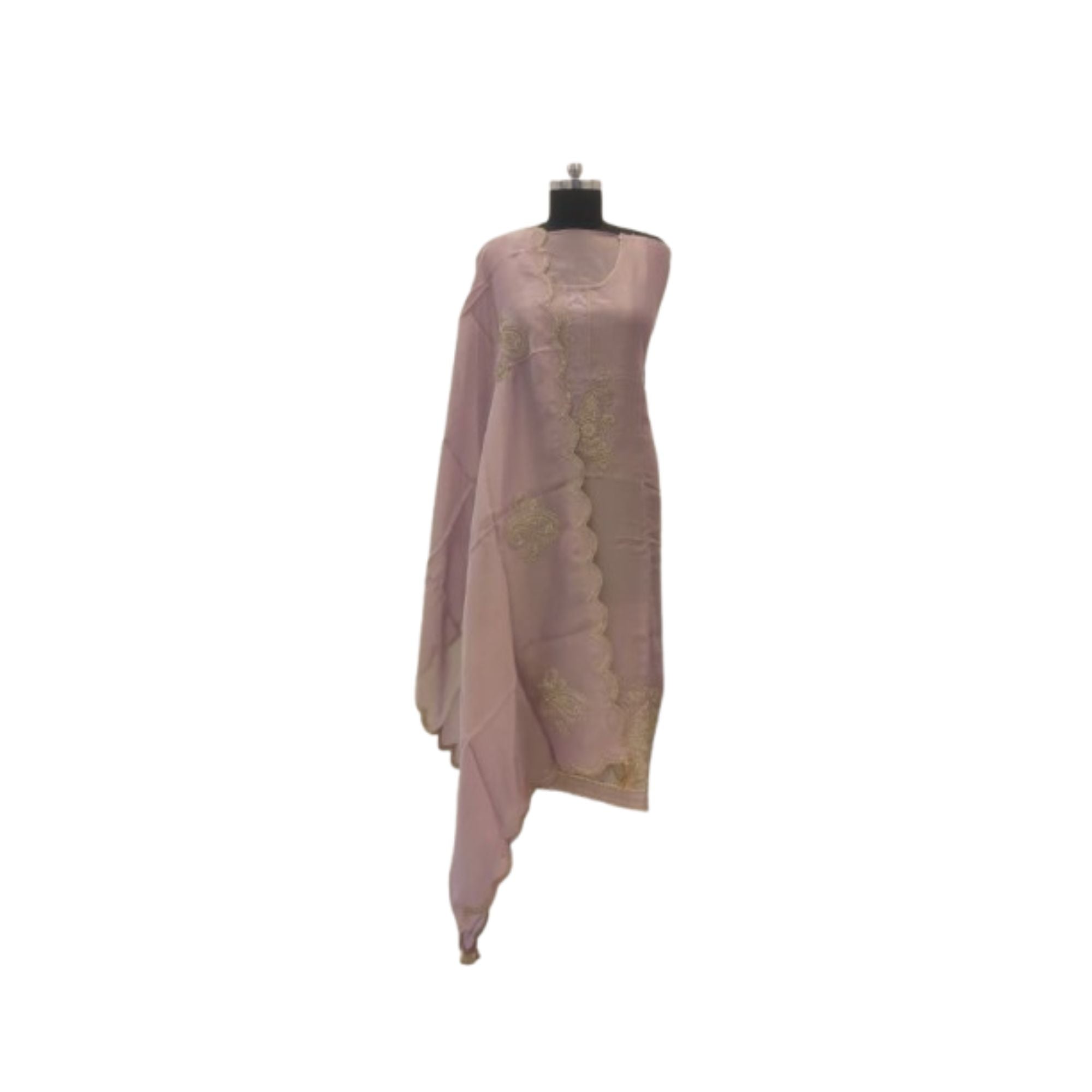TISSUE UNSTITCH SUIT HIGHLIGHT WITH ZARI EMBROIDERY