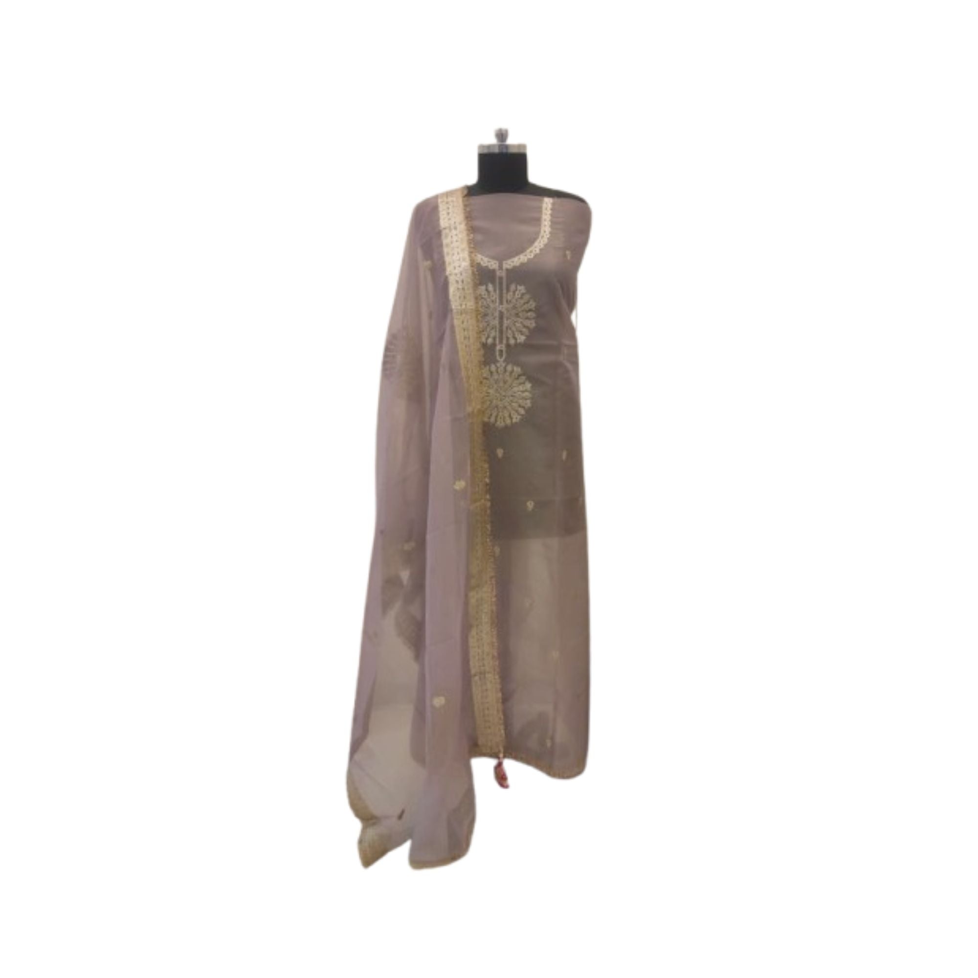TISSUE UNSTITCH SUIT ADORNED WITH  MACHINE AND BEAD WORK
