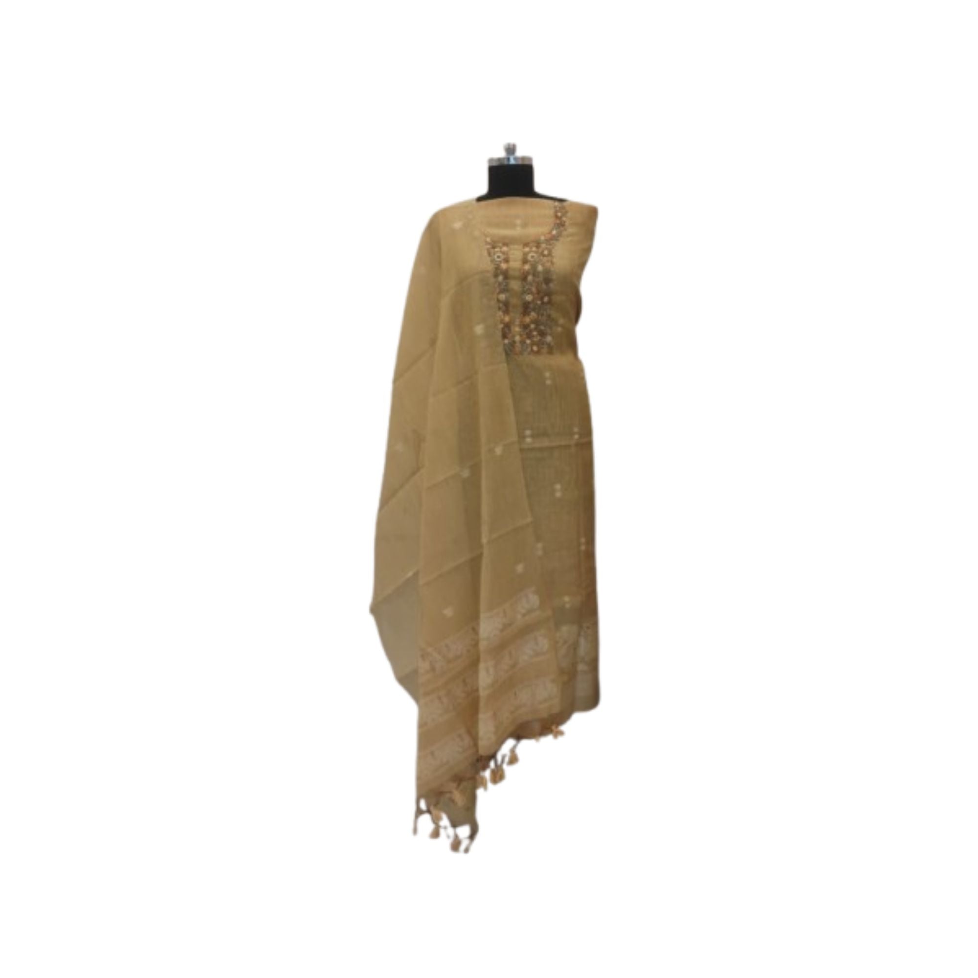 CHANDERI SUIT HIGHLIGHT WITH DHAKAI RESHAM HAND EMBROIDERY