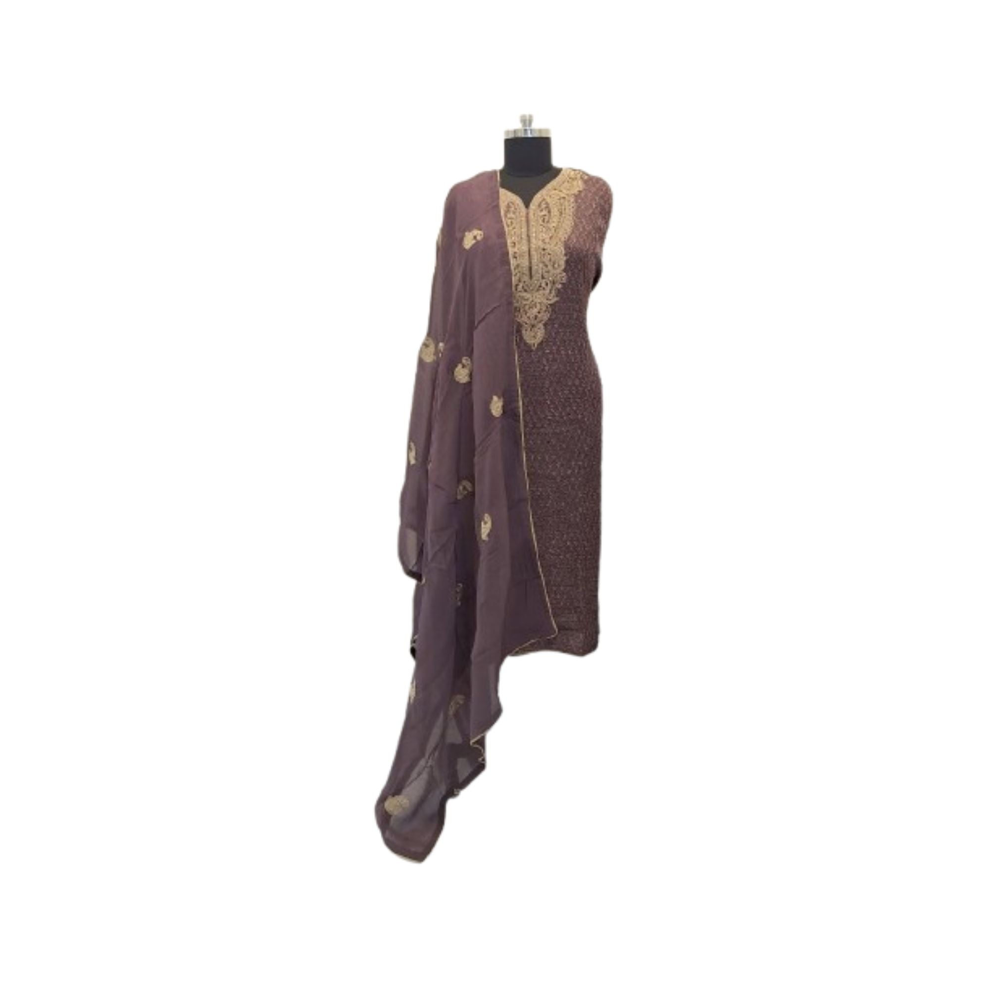 MODAL SATIN PRINTED  UNSTITCH SUIT HIGHLIGHT WITH ZARI EMBROIDERY