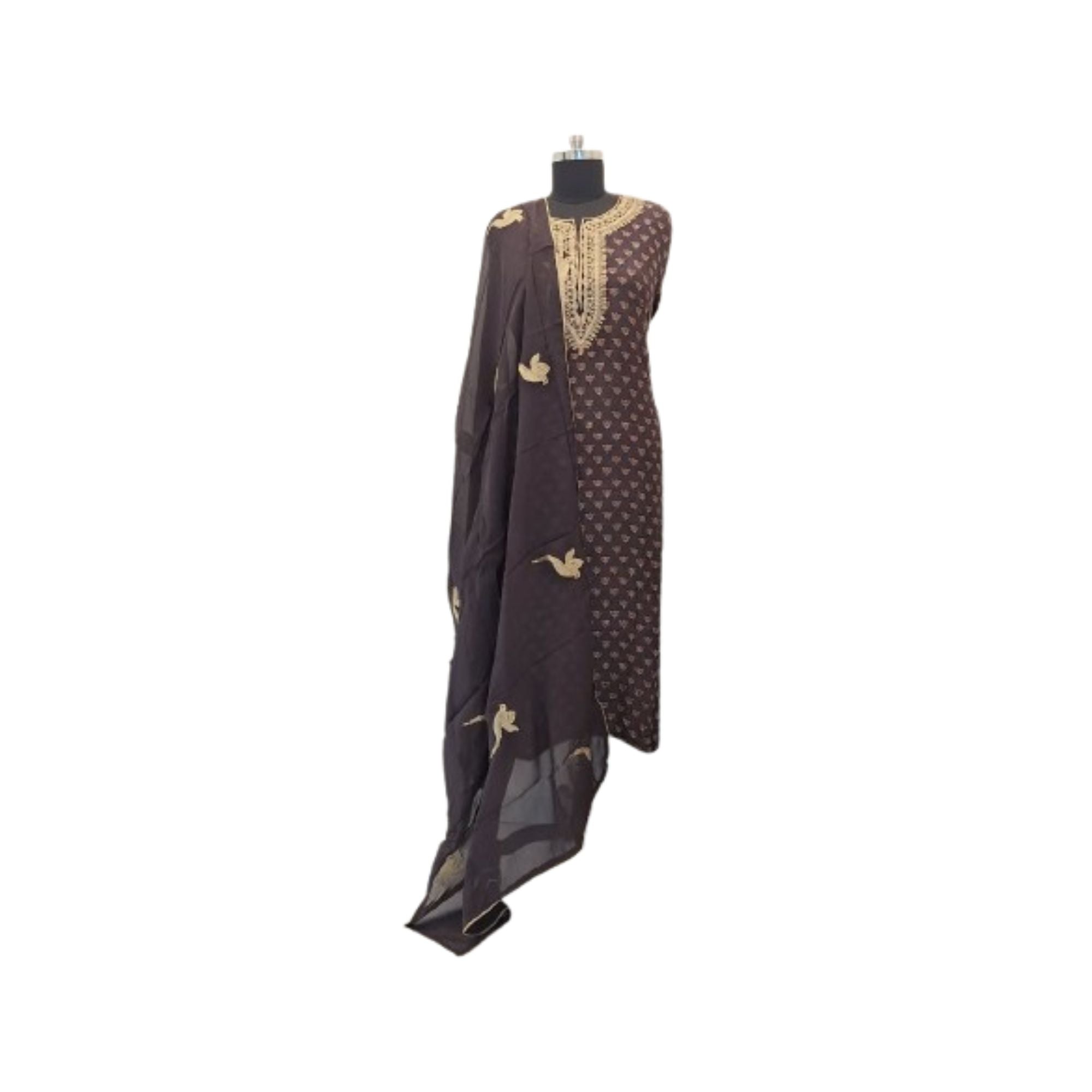 MODAL SATIN PRINTED  UNSTITCH SUIT HIGHLIGHT WITH ZARI EMBROIDERY