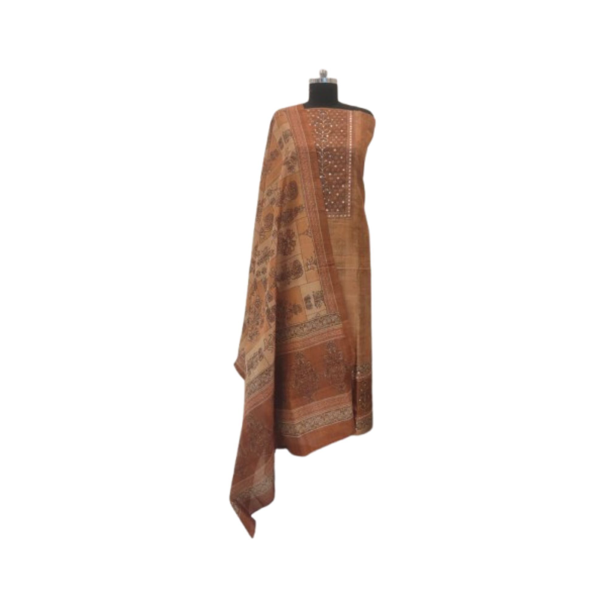 NOKIA SILK UNSTITCH SUIT HIGHLIGHT WITH RAJASTHANI MIRROR WORK