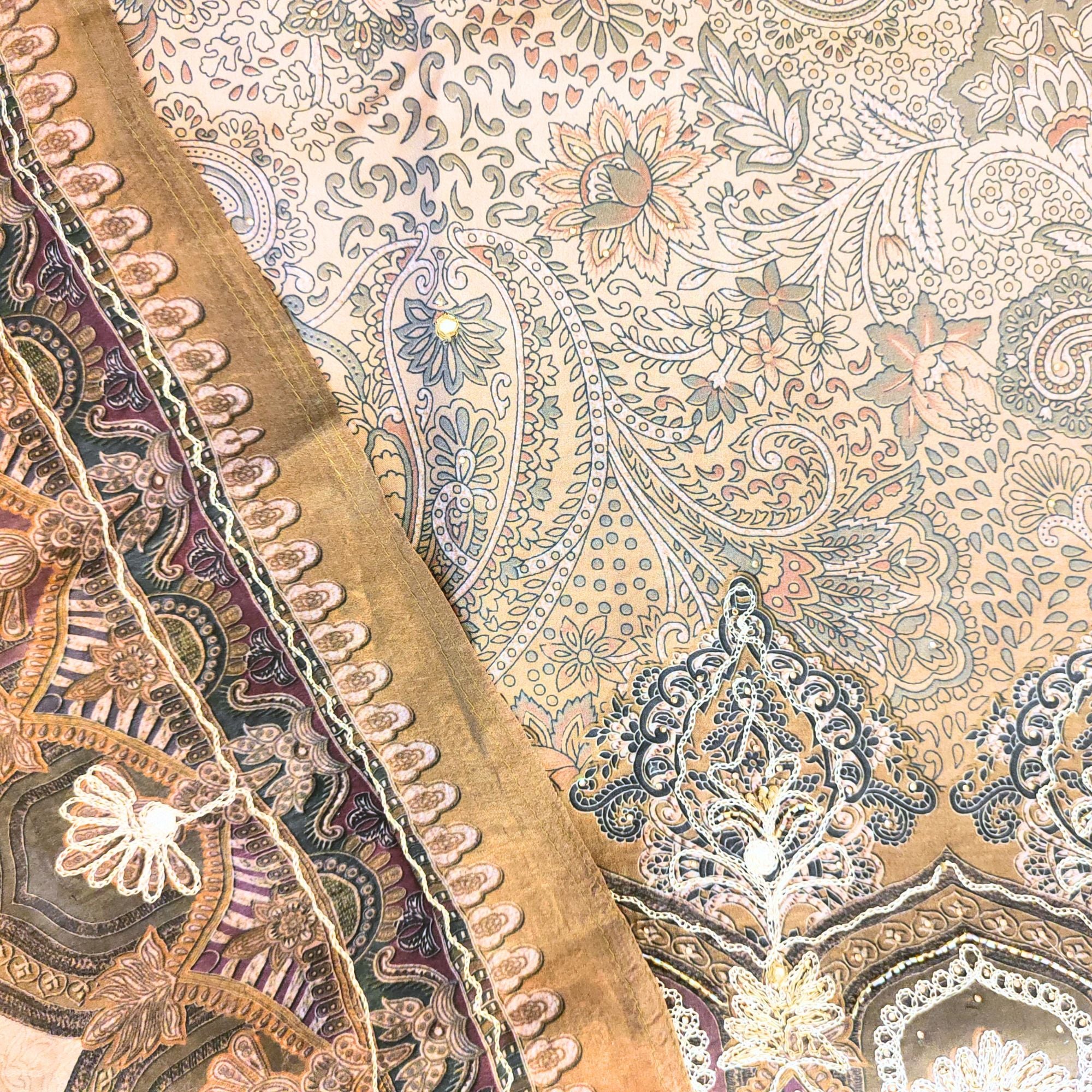 Vibrant prints, luxurious silk — paisley and floral digital printed suit. Perfect suits for women.