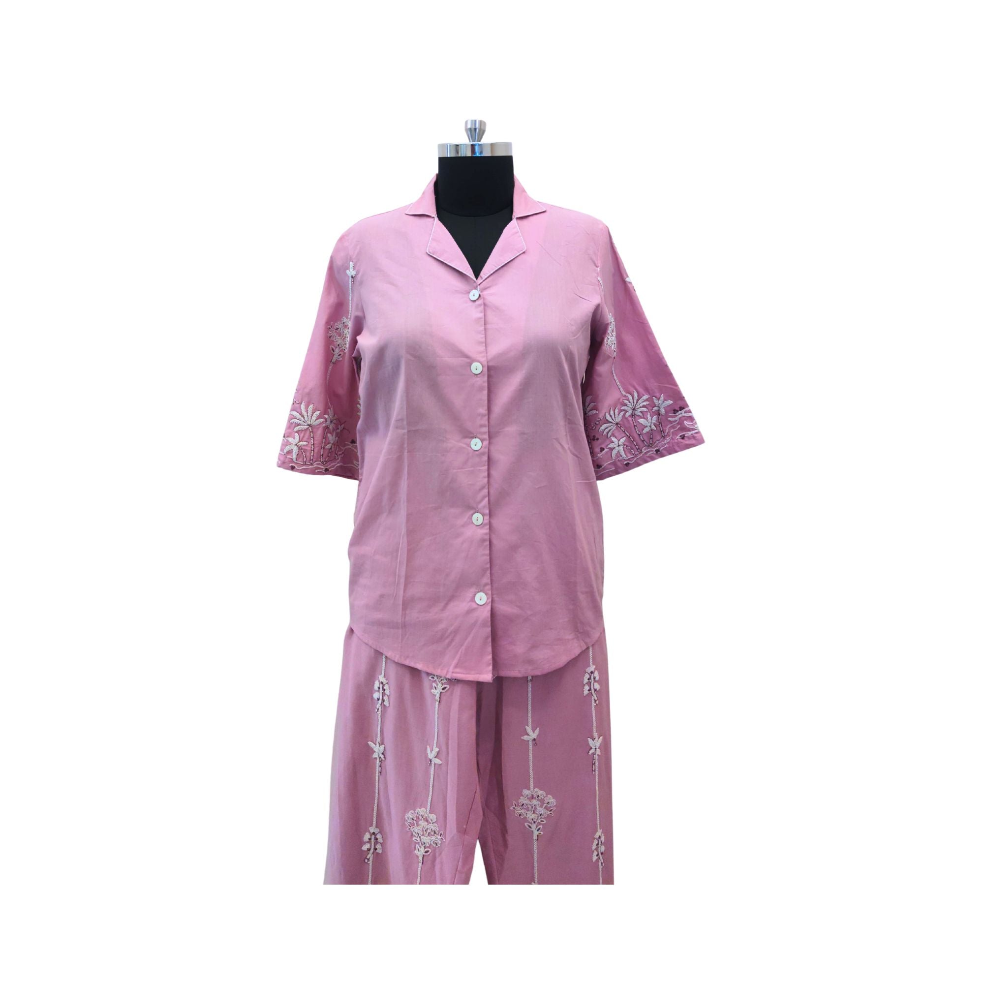 Stylish and statement-making — co-ord set with delicate machine embroidery for women.