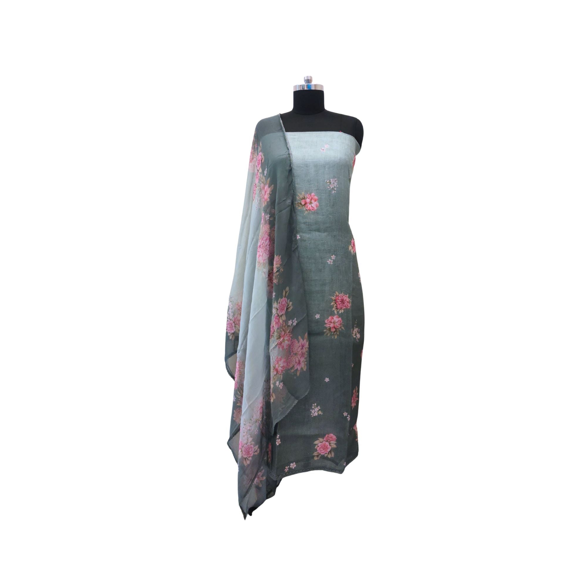 Delicate crochet detailing meets airy printed chiffon — perfect suits for women