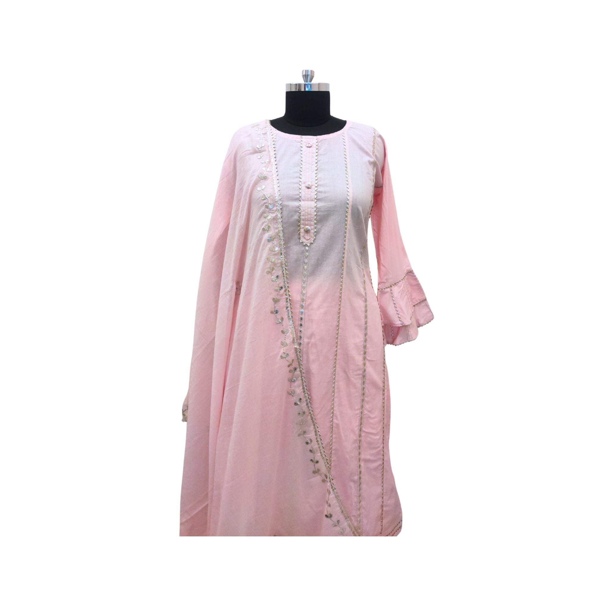 Stylish semi-stitch cotton kurti paired with a flowing skirt.Bridal set for womens