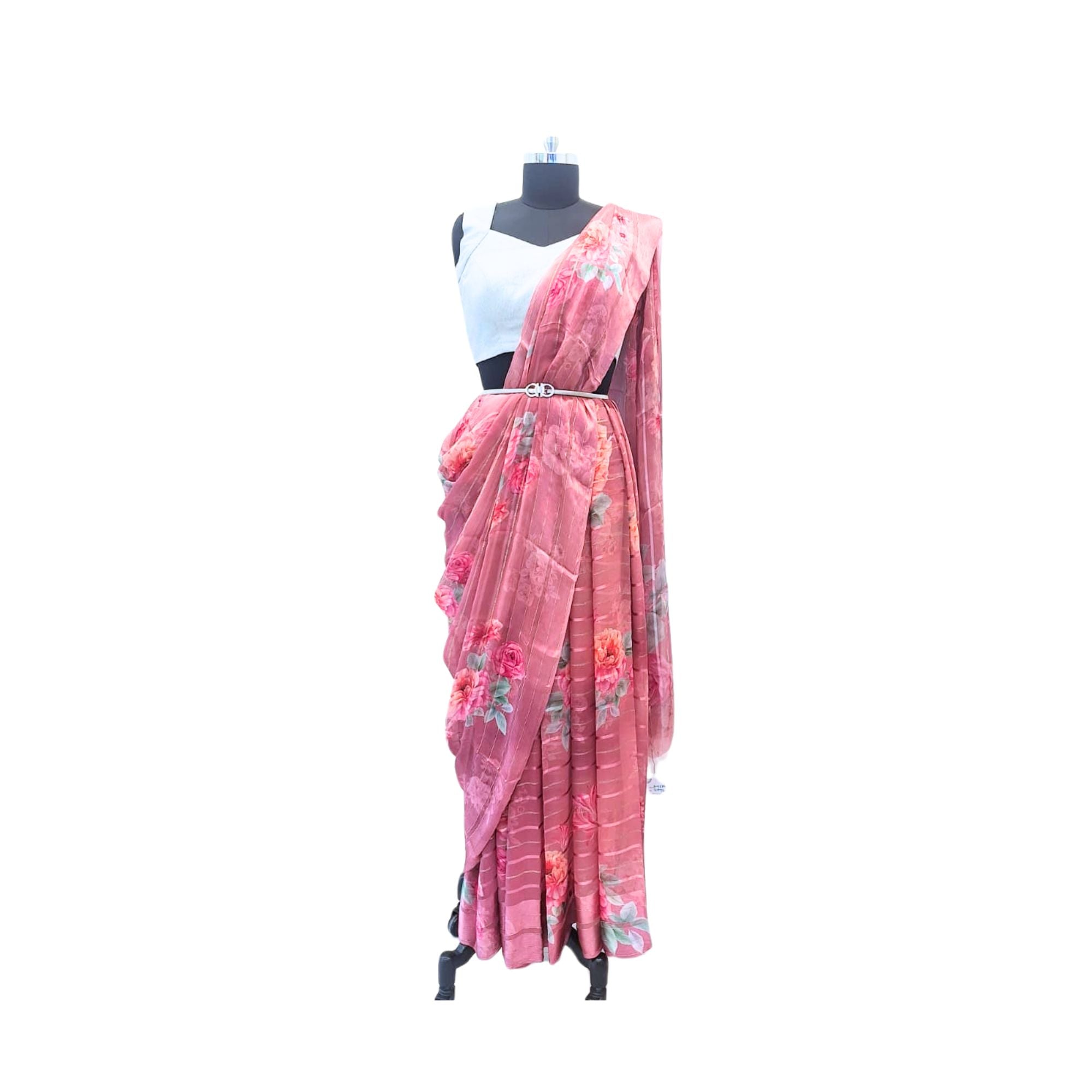 Stand out in style – Soft Green Chiffon Saree with striking prints, perfect sarees for women.