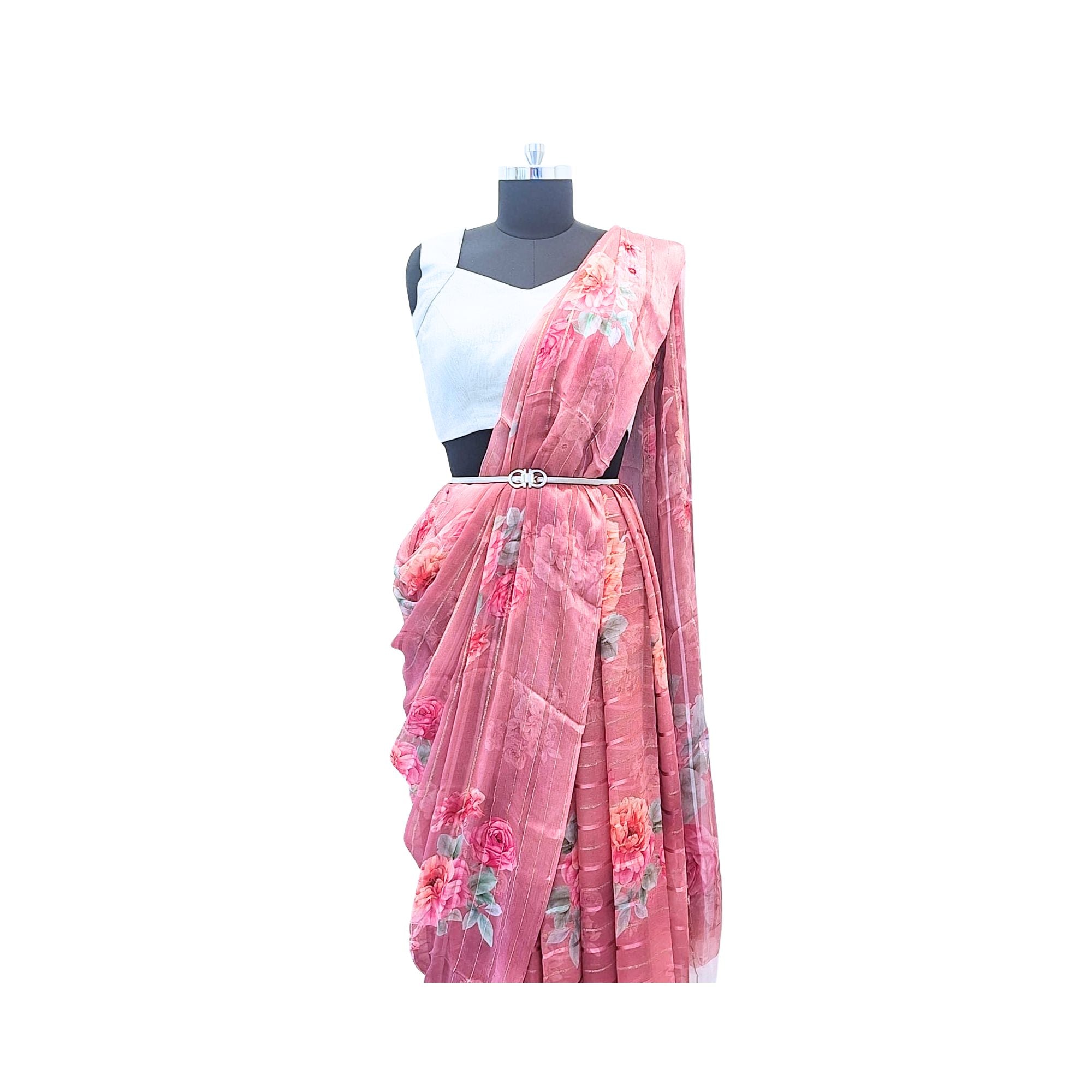 Stand out in style – Soft Green Chiffon Saree with striking prints, perfect sarees for women.