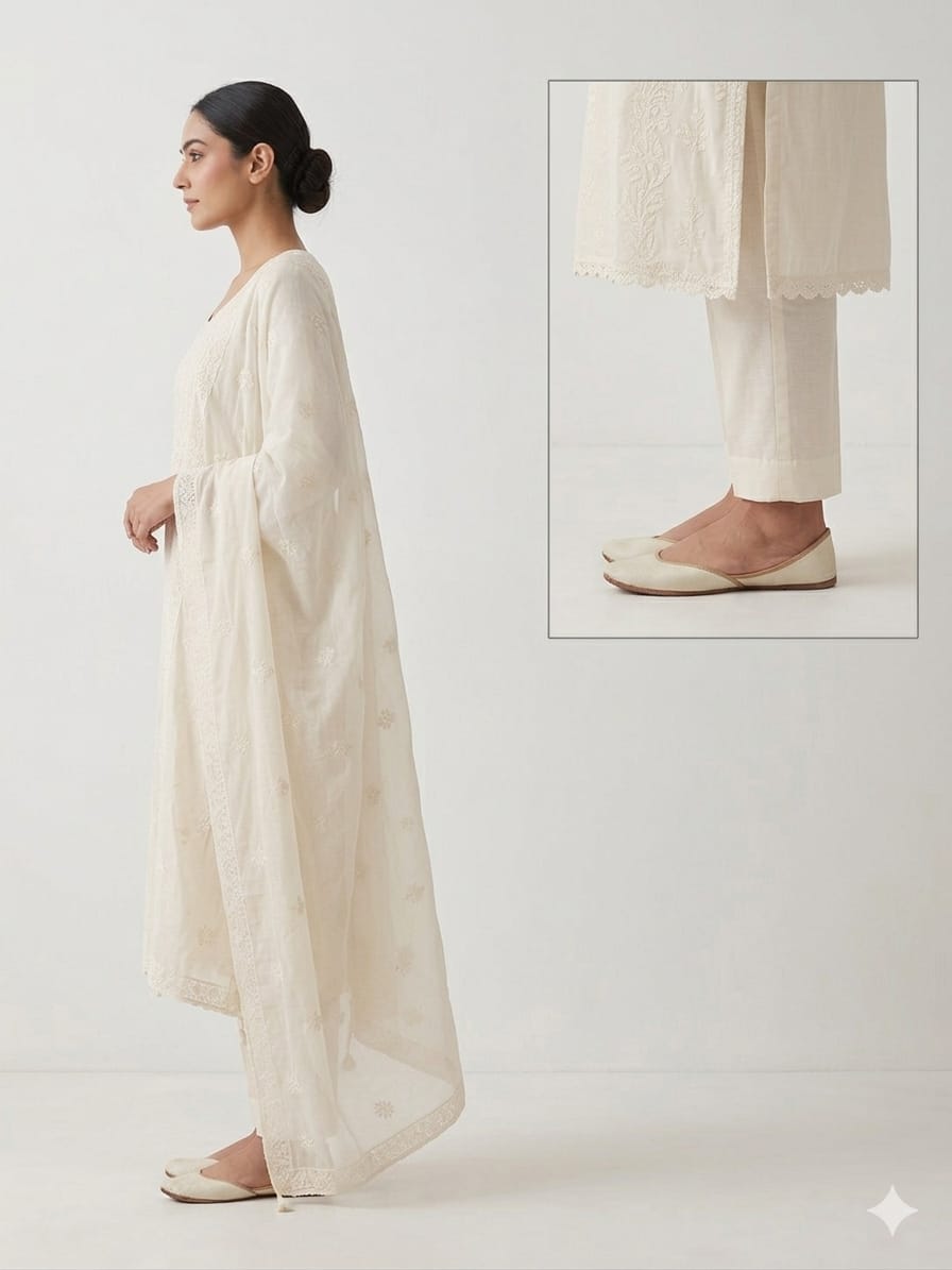 Elegant Chanderi Embroidered Suit Set