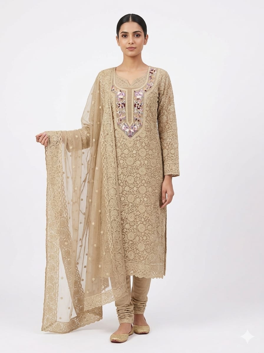 Elevate your ethnic wardrobe with this masterpiece of delicate craftsmanship and contemporary grace.