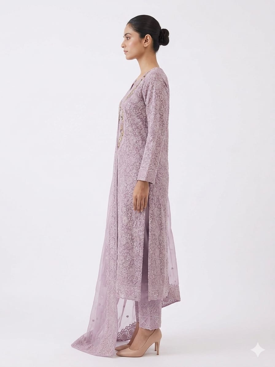 Elevate your ethnic wardrobe with this masterpiece of delicate craftsmanship and contemporary grace.