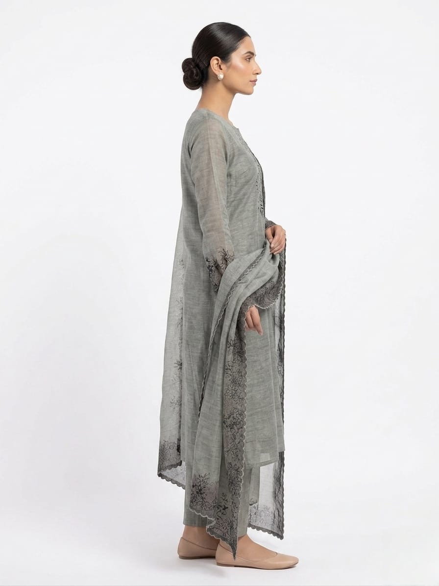 The Sculpted Chanderi Edit: Precision Cutwork & Floral Grace