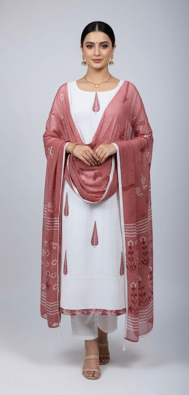 Pure elegance in white — Hakoba cotton suit for women