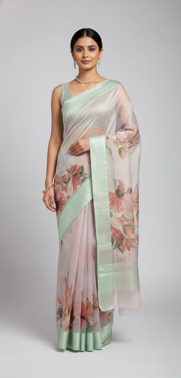 Delicate charm in every drape – Light Pink Kota Doriya saree, ideal sarees for women.