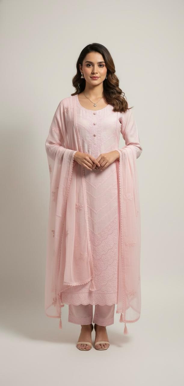 SOFT MUSLIN WITH THREAD EMBROIDERY AND