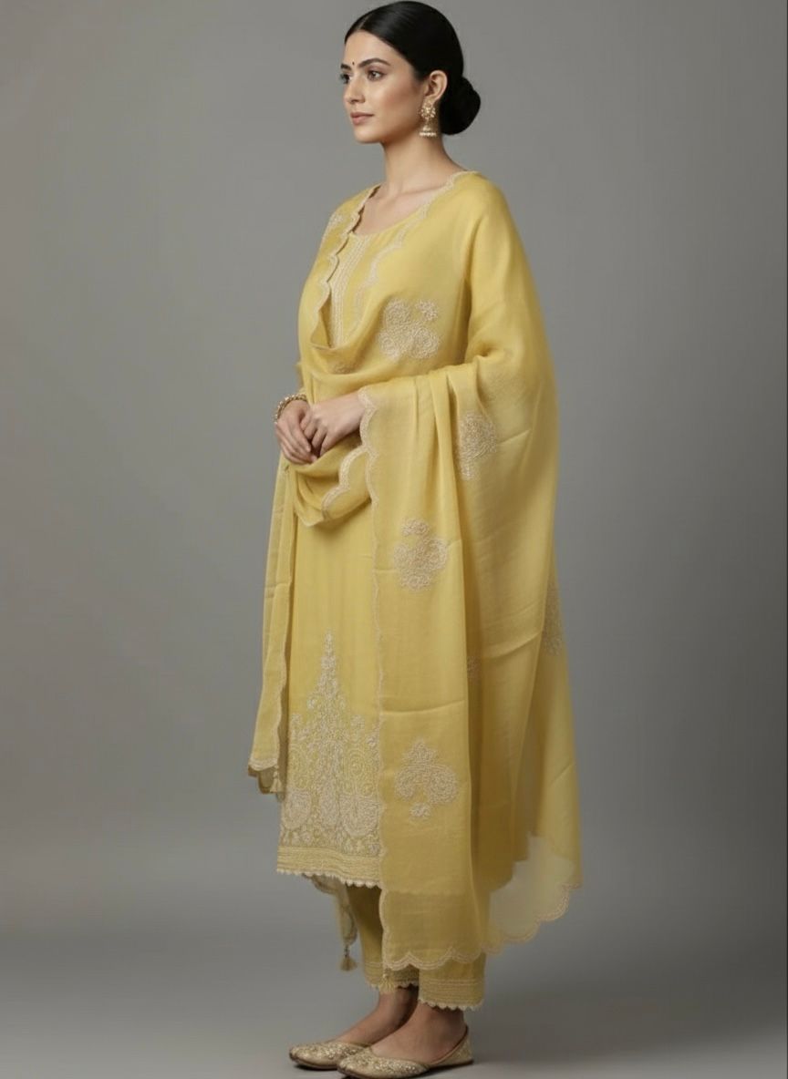 TISSUE UNSTITCH SUIT HIGHLIGHT WITH ZARI EMBROIDERY