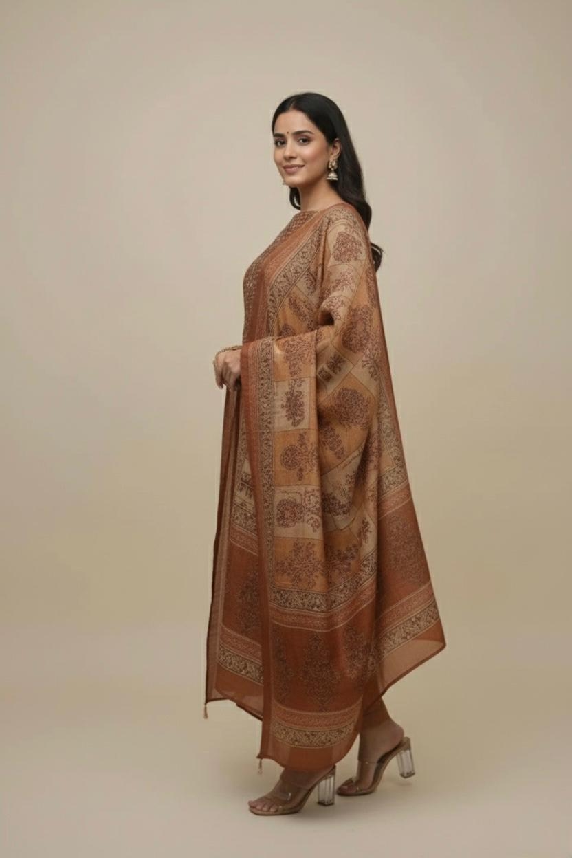 NOKIA SILK UNSTITCH SUIT HIGHLIGHT WITH RAJASTHANI MIRROR WORK