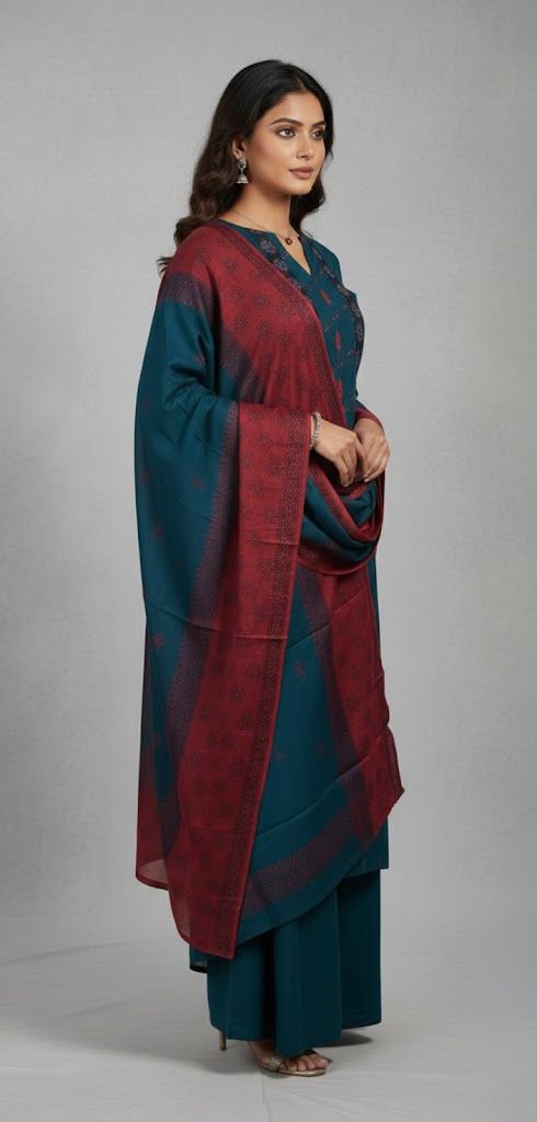 COTTON SUIT WITH BLOCK PRINT YOKE