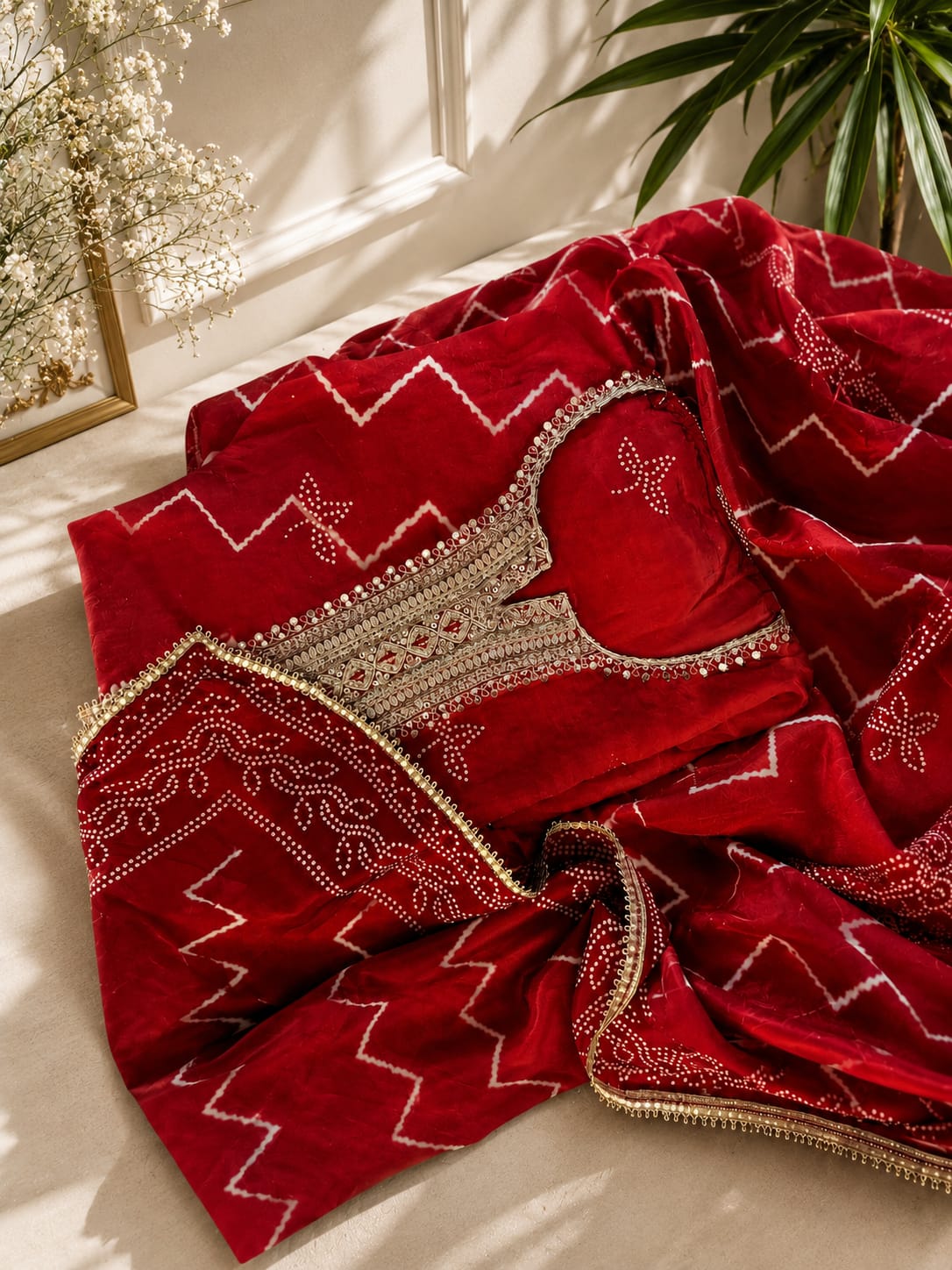 SATIN SILK UNSTITCH SUIT HIGHLIGHT WITH ZARI EMBROIDERY